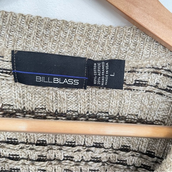 Oversized Slouchy Neutral Granola Girl Cable Knit Grandpa Sweater Basket Weave - Picture 3 of 5